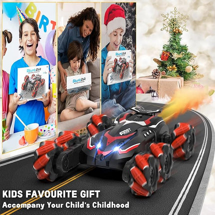 Eulogia 6WD RC Cars Gesture Sensing RC Stunt Car, 2.4GHz RC Crawler with Spray & Music, 360° Spin All Terrain Remote Control Car Kids Toys Gift for 5-12 Years Old Boys Girls Christmas Birthday