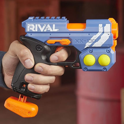Nerf Rival Knockout XX-100 Blaster - Round Storage, 90 FPS Velocity, Breech Load - Includes 2 Official Rival Rounds - Team Blue
