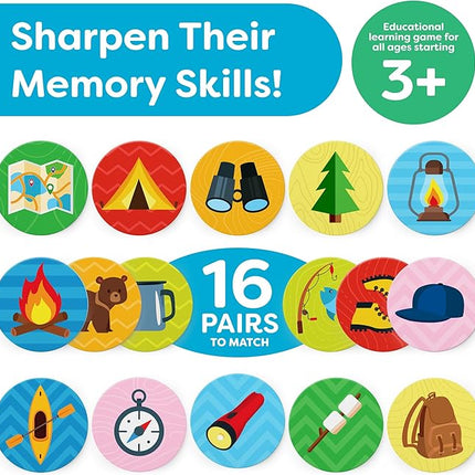 Matching Memory Game - Memory Games For Kids Ages 4-8 - Memory Matching Games For Toddlers 3-5 - Kids Camping Toys Gifts - Preschool Board Game - Preschool Learning Activities Educational Toys