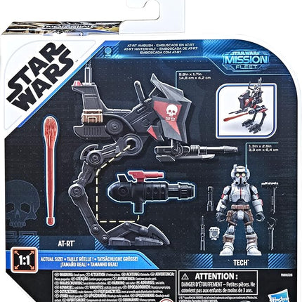 STAR WARS Mission Fleet Expedition Class Tech (Bad Batch) at-RT Ambush 2.5-Inch-Scale Figure and Vehicle Set, Toys for Kids Ages 4 and Up,F1339