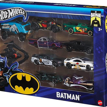 Hot Wheels Toy Cars, 10-Pack of Batman-Themed 1:64 Scale Die-Cast Vehicles, Popular Hero, Sidekick & Villain Castings from The Global Franchise