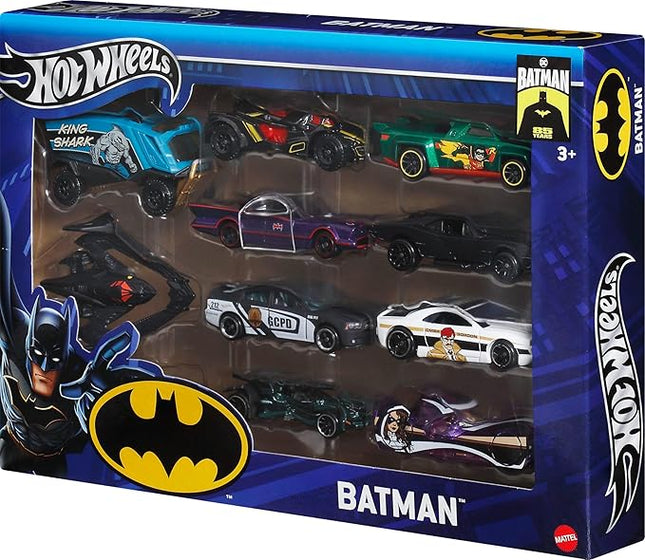 Hot Wheels Toy Cars, 10-Pack of Batman-Themed 1:64 Scale Die-Cast Vehicles, Popular Hero, Sidekick & Villain Castings from The Global Franchise