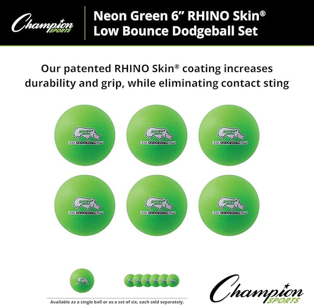 Champion Sports® Rhino Skin® Low Bounce Dodgeball Sets & Singles for Playground, PE, Backyard & League Games – Team Sports Equipment for Youth & Adults