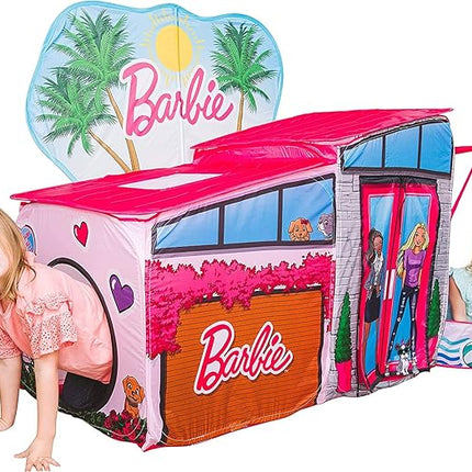 Barbie Dreamhouse™ Extra Large Pop Up Play Tent with Crawl Tunnel and Ball Pit, Over 7 feet Long, Playhouse Toy Folds Into Storage Bag, 20 Play Balls Included, Gift for Toddlers and Kids 3+