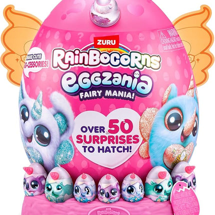 Eggzania Fairy Mania (Rhino) by ZURU, Plush Toy, Collectible Plush, Surprise Eggs, Wearable Accessories, Slime, Toys for Girls