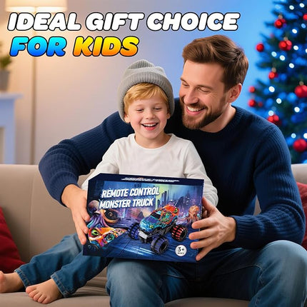 Remote Control Monster Truck, RC Truck with LED Lights, 2.4GHz All Terrain Monster Trucks Toys, Remote Control Car for Boys 4-12 for Kids Christmas Birthday Gifts