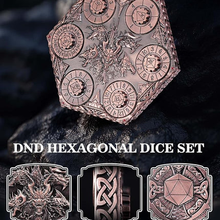 7 in 1 DND Spinner Dice Set Role Playing Board Games Accessories Good Choice Accessories for DM, Gamer and Collector (Copper)