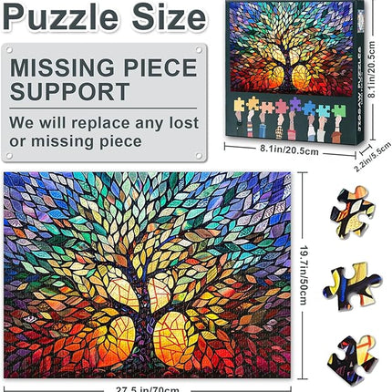 1000 Piece Jigsaw Puzzle for Adults - Tree of Life Abstract Art, Colorful Dynamic Design with Vibrant Colors, Premium Adult Puzzles 1000 Pieces for Relaxation (27.5x19.7 in)