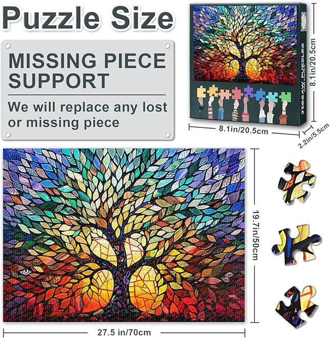 1000 Piece Jigsaw Puzzle for Adults - Tree of Life Abstract Art, Colorful Dynamic Design with Vibrant Colors, Premium Adult Puzzles 1000 Pieces for Relaxation (27.5x19.7 in)