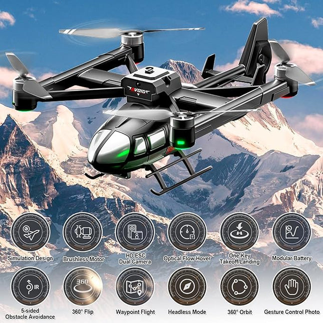 Camera Drone for Kids 8-12 & Adults, Beginner-Friendly Mini Drone with 360° Flips, One-Key Take Off/Landing, Headless Mode, 2 Batteries, RC Quadcopter Toys for Boys Girls