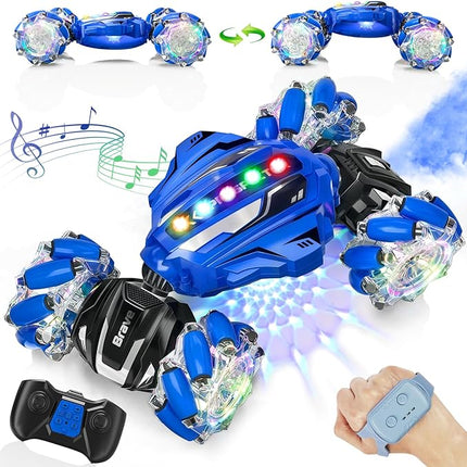 Remote Control Car Toys for Kids, Gesture Sensing Stunt Car, RC Cars for Boys Age 8-12, 2.4Ghz Hand Controlled Twist Cars, Ideal Birthday for Kids Age 6 7 8 9 10+(Navy Blue)