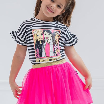 Barbie Little Girls T-Shirt and Mesh Tutu Black/Pink 6