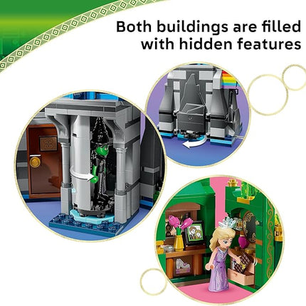 LEGO Wicked Emerald City & Kiamo Ko Castle Building Toy - Elphaba & Glinda Toy Figures, 2 Buildable Playsets, & Flying Monkey Minifigure for Kids, Ages 9+ - Wicked Merch Gift for Girls & Boys - 75689