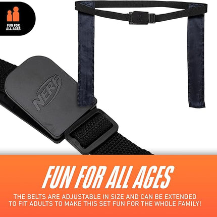 Nerf 10 Player Flag Football Belts + Ball Set - Youth Flags + Junior Foam Football for Kids - Full Kit for 5 v 5 Games - Includes (10) Belts + 1 Foam Ball