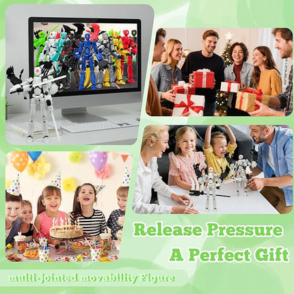 T13 Action Figure Assembly Completed, T13 Multi-Jointed Movable Robot Action Figure Set,Collectors Desktop Decorations for Game Lovers Toys (White Luminous Green, 8IN)