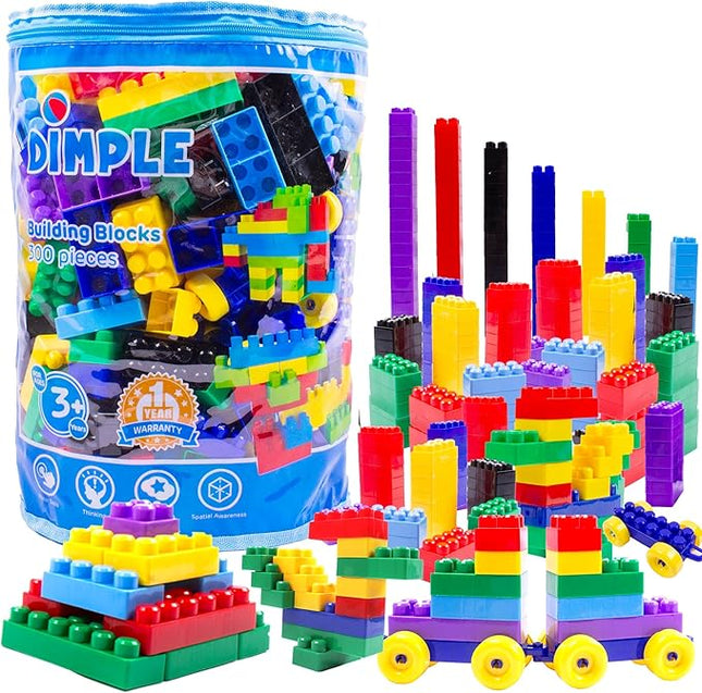 Dimple Building Blocks for Toddler (300 Pcs) Stacking Toys & Puzzle Games for Learning and STEM Fun Montessori Toys, Educational Baby Blocks Age 3+ Toddler Boy & Girl Birthday for Kids