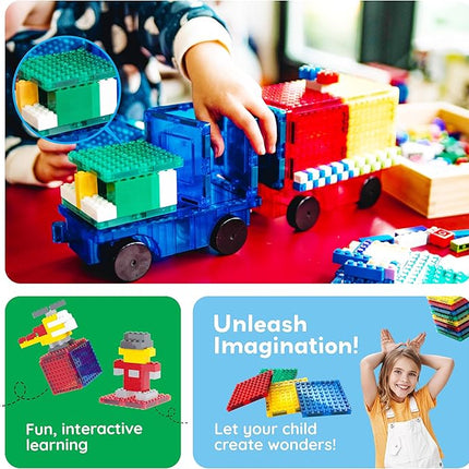 PicassoTiles Magnetic Building Blocks Brick Tiles STEM Creative Magnet Tiles Add Ons Set Construction Toy Socket Spikes Accessory Toys Educational Imaginative Learning Kit Stacking Set Toddlers Colors