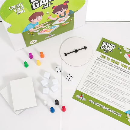 Create Your Own Board Game Set – DIY Kit with Blank Game Board, Game Pieces, Blank Cards, Dice, Spinner – Build Your Own Game for Family Board Games