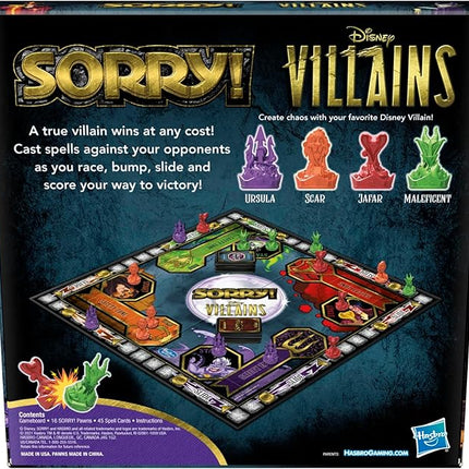 Hasbro Gaming Sorry! Board Game: Disney Villains Edition Kids Game, Family Games for Ages 6 and Up (Amazon Exclusive)
