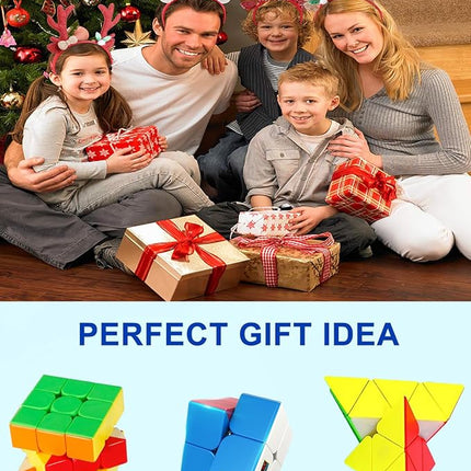 CFMOUR Speed Cube Set - Moyu Meilong 2x2x2 3x3x3 Pyramid Cube Bundle | Stickerless Magic Cubes with Smooth Turning | Brain Teaser Puzzle Toys for Kids & Adults