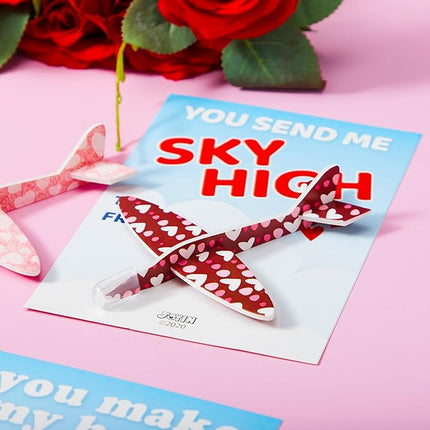 JOYIN 28 Pack Valentine's Day Greeting Cards with Foam Airplanes, Valentine Classroom Exchange, School Gift Exchange Game Prizes (Mixed)