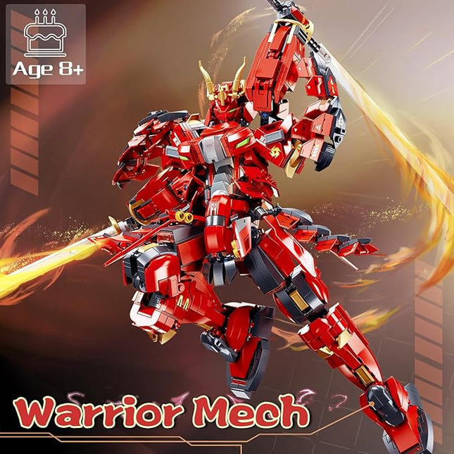 Samurai Mech Building Block Sets, Compatible with Lego Mech, Double Swords Weapon Japanese Warrior Model Play Sets, Creative Collectible Toy for Adults Man Teens Boys 8+, 923 Pcs