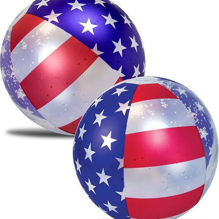 POZA Inflatable USA Pool Float - Luxurious Fun Lounger Filled with Sparkle Silver Stars Confetti, Cool USA Flag Design Water Swimming Pool Floaties for Beach, Lake & Pool