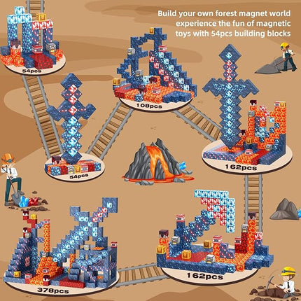 Magnetic Blocks Building Toys Gifts Construction Toys for 3 4 5 6 7 8 Year Old Boys & Girls, STEM Montessori Sensory Creative Kids Toys