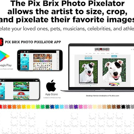 Pix Brix Pixel Art Puzzle Bricks – Dinosaur Series, T Rex – Patented Building Brick Set to Recreate Your Favorite Dino, Includes 397 Pieces – Create 2D and 3D Builds Without Water, Iron or Glue