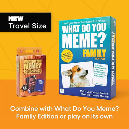 WHAT DO YOU MEME? Halloween Family Edition by Relatable, A Halloween Activity Travel Pack, Party Game, Includes 30 Photo Cards and 120 Caption Cards, for Kids 8-12