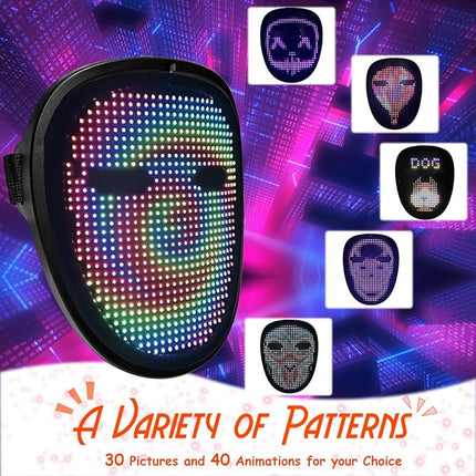 Led Mask with Gesture Sensing,Light up mask for Kids/Men/Women LED Halloween Mask for Costume Cosplay Party