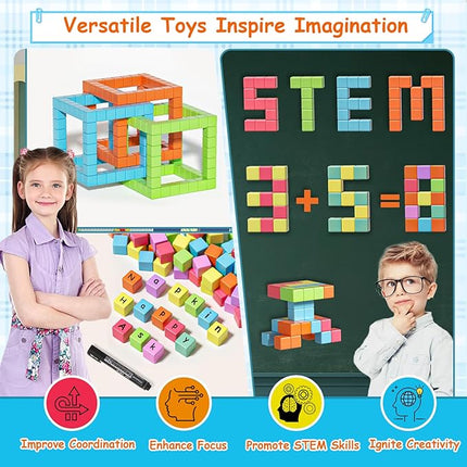 Magnetic Blocks, Magnet Building Cubes for Toddlers Ages 3-5, STEM Educational Sensory Autism Montessori Preschool Toys, Gifts for Kids Ages 4-8 Year Old Boys and Girls