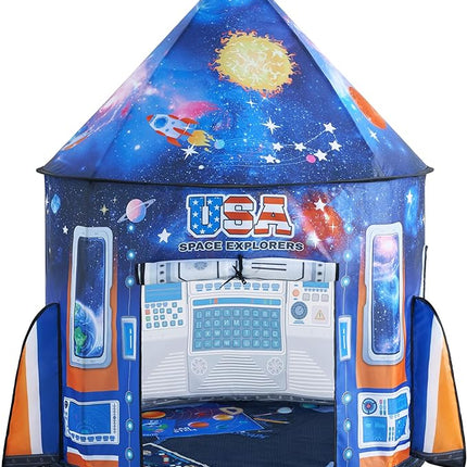 JOYIN Rocket Ship Play Tent for Kids – Glow-in-The-Dark Space Tent with Starry, Astronaut Spaceship Foldable Playhouse for Boys & Girls, Indoor Outdoor Kids Pop-up Play House, Toddler Birthday Toy