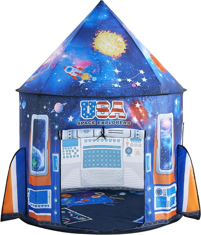 JOYIN Rocket Ship Play Tent for Kids – Glow-in-The-Dark Space Tent with Starry, Astronaut Spaceship Foldable Playhouse for Boys & Girls, Indoor Outdoor Kids Pop-up Play House, Toddler Birthday Toy