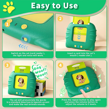 Toddler Toys Bilingual English and Spanish Talking Flash Cards for 1 2 3 4 5 6 Year Old Boys and Girls, Autism Sensory Toys for Autistic Children, Learning Educational Speech 250 Sight Words