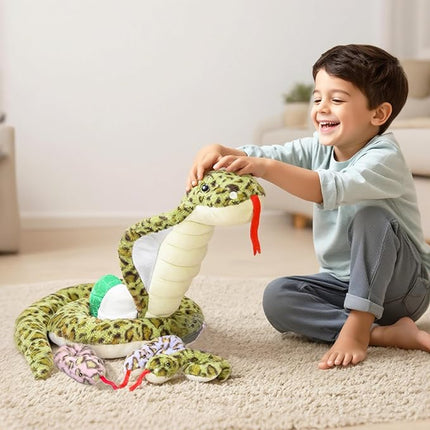 IKASA Mommy Snake Stuffed Animal Plush Toy, 86.5" Cute and Soft Mom Family Set with Mini Baby, Christmas and Birthday Gifts for Children