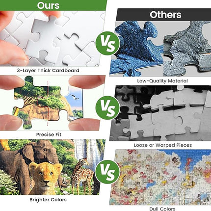 1000 Pieces Puzzles for Adults,Animal World Jigsaw Puzzles 1000 Pieces Lions Elephants Giraffe Animals Puzzles Games Unique Cool Puzzles Family Activity Great Gift for Family Friends 28x20 in