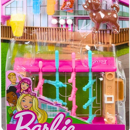 Barbie Mini Playset with Pet, Accessories and Working Foosball Table, Game Night Theme, Gift for 3 to 7 Year Olds