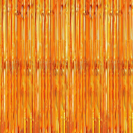 2 Pack Orange Foil Fringe Curtains Streamers Party Decorations 3.3 x 8.2 ft, Pink Tinsel Curtain Fringe Backdrop for Parties, Door Fringe Birthday Streamers, Barbie Backdrop Birthday Party Decorations
