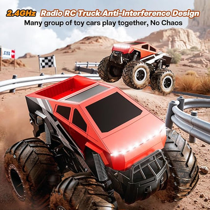 Remote Control Car Off-Road Pick-up Truck - 4WD Amphibious RC Truck Toy RC Cars for All Terrain, 1:16 Scale Hobby Monster Trucks Toys 2.4GHz Vehicles Kids Gifts for Boys/Girls Age 6 7 8 9 10-12+,Red