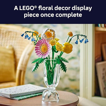 LEGO Botanicals Petite Sunny Bouquet Flower Set - DIY Floral Arrangement - Home Decor - Gift for Birthdays - Building Toy for Kids 9+ - Faux Bluebells, Tulip, Daisy, and More - 10347
