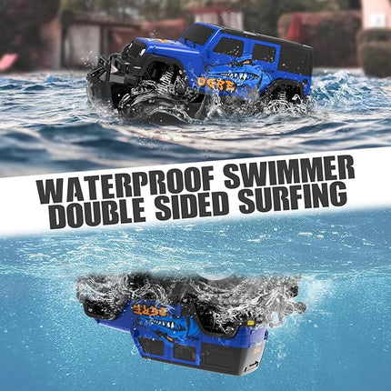 STEMTRON Amphibious Remote Control Car Toys for Boys 2.4GHz 1:16 All Terrain Off-Road RC Car Waterproof RC Monster Truck Kids Pool Toys Remote Control Boat Gifts for Kids Boys