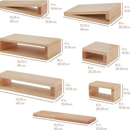 Hollow Building Blocks, Wooden Playset, Natural, 18-Piece