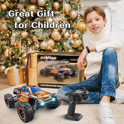 Loolinn | Durable RC Cars for Kids Gift - Hobby Grade, 1/16 RC Truck, Top Speed 19mph, Adjustable Speed, Off-Road, 4WD - Upgradeable Remote Control Car (Gift for Boys and Adults)
