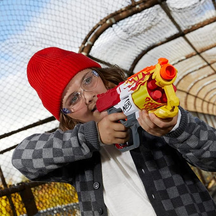 Nerf Mega CycloneShock Toy Blaster, Hotrod Color Style, 6-Dart Drum, 6 AccuStrike Mega Darts, Easy Priming (Amazon Exclusive)