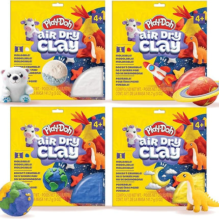 Play-Doh Air Dry Clay Bundle, 4 Squishy Air-Dry Clays in 4 Colors, Arts and Crafts Supplies, Modeling Clay, Fun Activities, Sculpting and Pottery for Kids