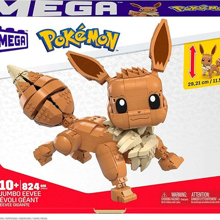 MEGA Pokémon Building Toys Set Jumbo Eevee with 824 Pieces, Articulated and Poseable, 11 Inches Tall, for Kids