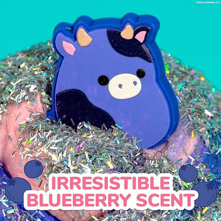 Original Squishmallows Ingrid The Cow Premium Cloud Slime, Blueberry-Scented, 8 oz., Storage Container with Figurine Topper, Rubber Charm, Goodie Bags Stuffers, Kids Party Favors, Sensory Toys