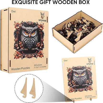 Wooden Puzzles for Adults 491 Pieces, Owl Wooden Jigsaw Puzzles, Animal Adult Puzzles, Irregular Wood Puzzles Creative Gift for Adults and Kids Family Brain Game, 16.5x16.1 inch