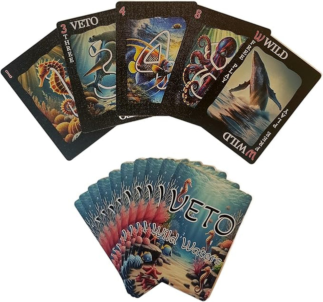 Snakes and Hawks Veto Wild Waters Card Game, Underwater Adventure Strategy Game, Family Card Game, 2-4 Players